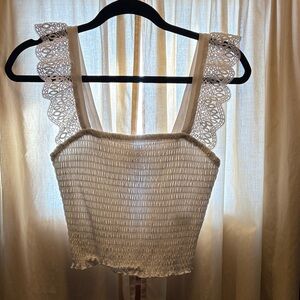 Express White Smocked Top